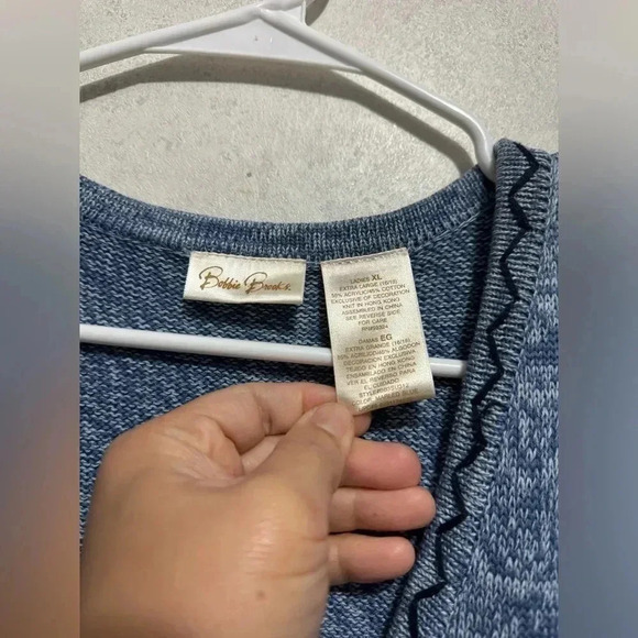 BOBBIE BROOKS Vintage Women’s Blue Knit Vest Stars Flag Red White Patriotic XL - Picture 5 of 10